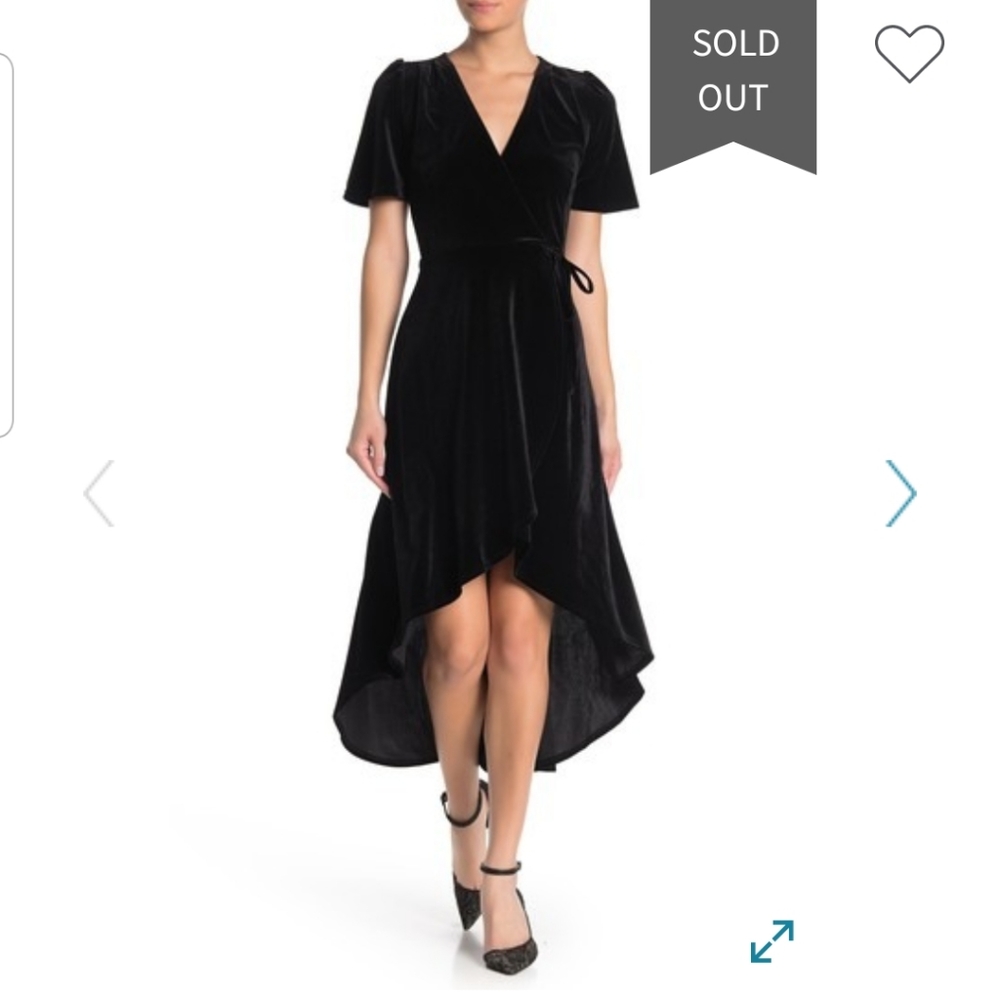 Black velvet wrap dress